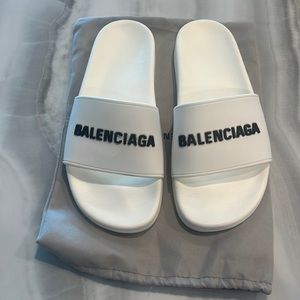 Balenciaga white slides